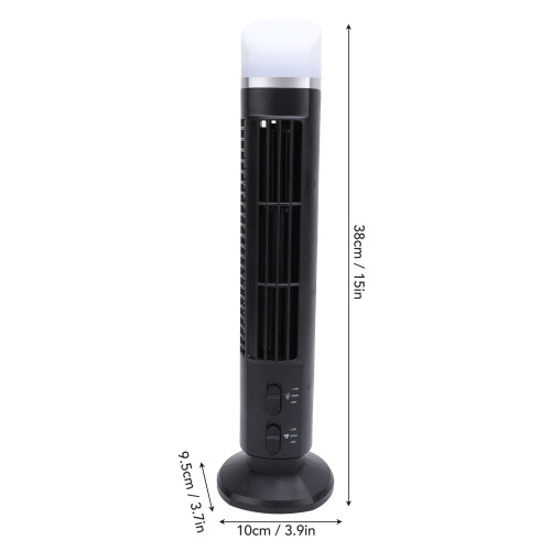 Ventilador de torre sin aspas compacto 3 pilas AA USB negro 1
