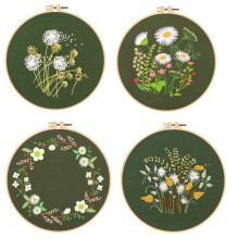 4 Sets Handstickset für AnfäNger und Erwachsene, Stickset EnthäLt Blume, Stickrahmen, FarbfäDen und Werkzeuge