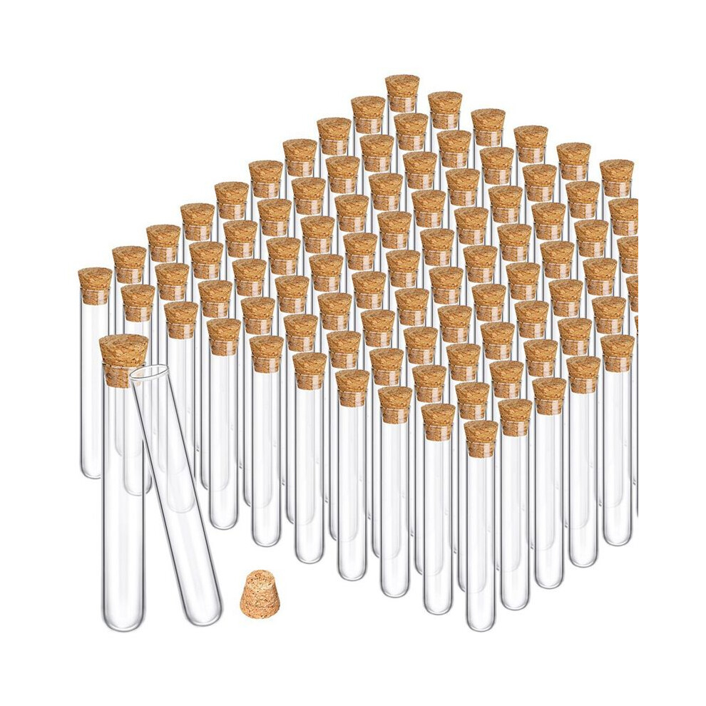 100Pcs Glass Test Tubes With Cork Clear Stoppers Round Bottom Lab Test Alcohol Tampons Tubes Container(15X100mm/13Ml) 4711755309169