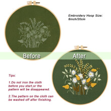 4 Sets Hand Embroidery Kit for Beginners Adults , Embroidery Kit Includes Flower, Hoop, Color Threads, Tools