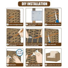 120 Ft Wicker Repair Kit, Plastic Wicker Repair Supplies, Gradient Dark Brown with Visible Mixed Color Stripe for Patio