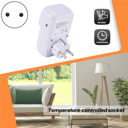 Digital Temperature Controller Socket Outlet Thermostat with  Sensor Probe Heating Cooling  16A EU Plug 2