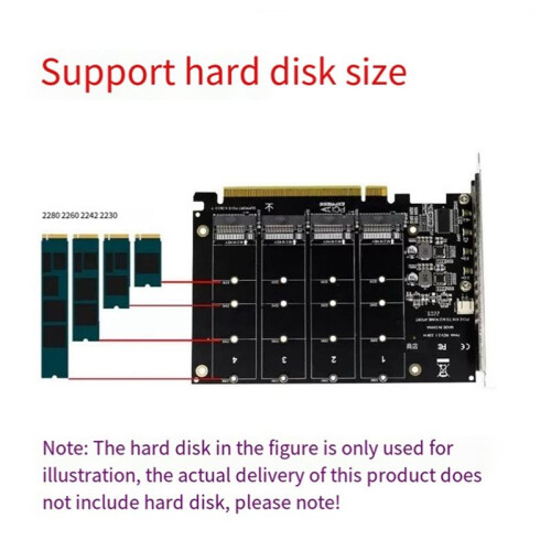 Hard Disk Expansion Card NVME Protocol Disk Array Card Mainboard PCI-E16X Slot to 4 NVME Solid State Drive Module 1