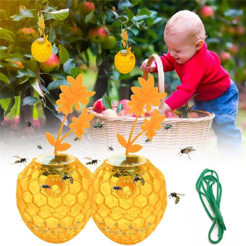 2-Pack Solar Wespenval Buiten Hangend, Upgrade LED-Licht Bijenvallen Vanger, Wespen Insectendoder 1