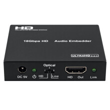 -Compatible Audio Embedder 4K 60Hz HD2.0 Audio Inserter HD+Aux+Digital Toslink Audio to -Compatible18Gbps
