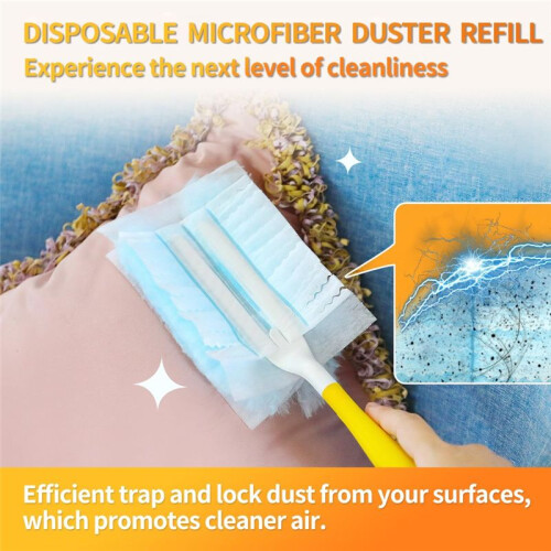 60 Count Electrostatic Duster Refills, Multi-Surface Dusting Refills, Microfibre Dusters for Cleaning, Unscented 2