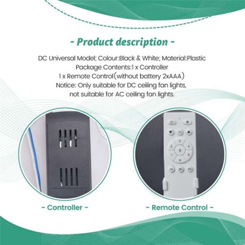Universal Ceiling Fan Remote Control Kit 6-Speed 40W Timing Function Replacement Remote for  Ceiling Fans Lights 2