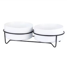 Dogs Food Water Bowls with Stand Cat Ceramic Eating Drinking Feeders Pet Large Capacity Elevated Feeding Supplies,E
