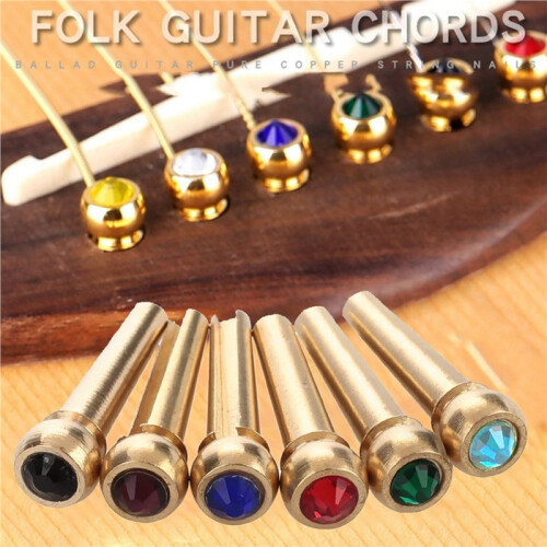 6pcs Brass Bridge Pins for Acoustic Guitars Fixed String Nails for 6 & 12 String Instruments Enhanced Tone & Stability 1