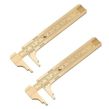 2PCS Pocket Caliper, 100mm Double Scale Sliding Gauge Brass Vernier Caliper Tool for Measuring Bead Wire Jewelry Rings
