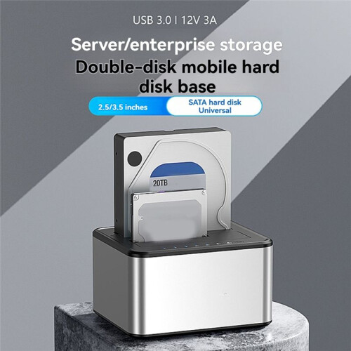 Gabinete para Disco Rígido Externo SSD de 2,5/3,5 Polegadas, Estação de Encaixe para Disco Rígido de Baia Dupla,  para HDD USB 3.0, Plugue Do 1