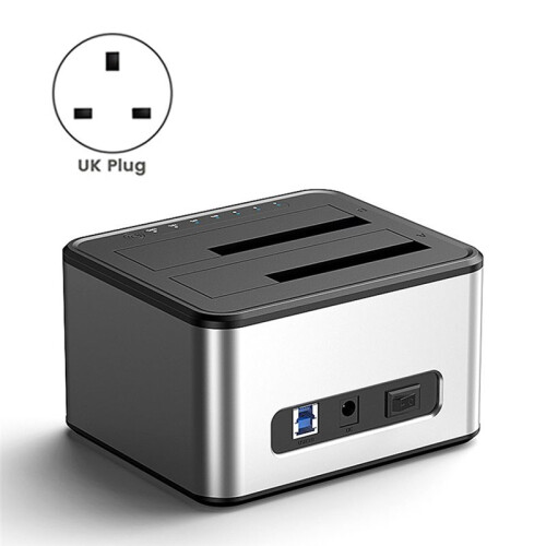 Gabinete para Disco Rígido Externo SSD de 2,5/3,5 Polegadas, Estação de Encaixe para Disco Rígido de Baia Dupla,  para HDD USB 3.0, Plugue Do 1