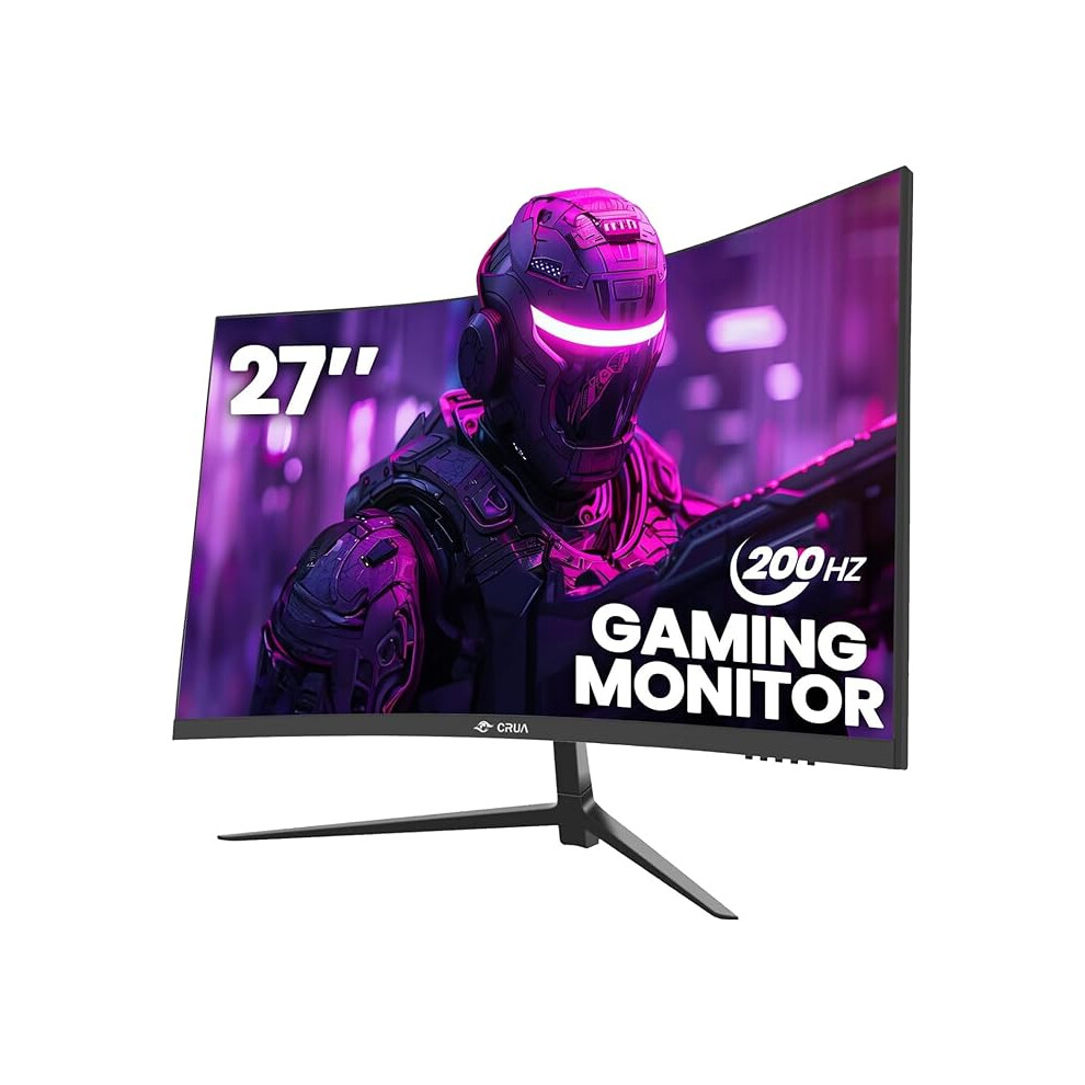 Crua 27 Inch 180Hz/200Hz Curved Gaming Monitor, Fhd 1920 * 1080P Frameless 1800R Computer Monitor 1234567788197