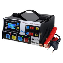 400A Car Battery Charger 12V/24V Battery High Power Fast Charger 220W Intelligent Pulse Repair Charger EU PLUG
