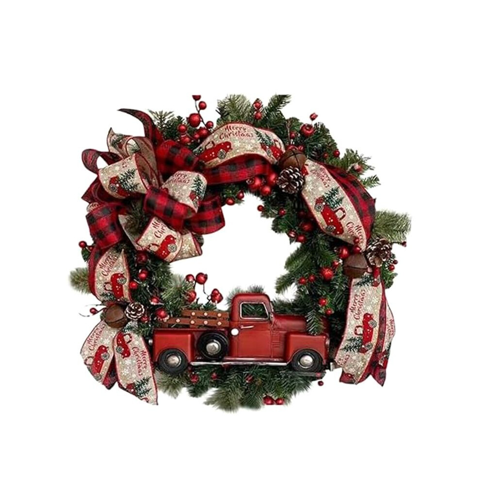 Istovo Red Truck Christmas Wreaths For Front Door Rustic Christmas Christmas Wreath Christmas Garland Decorations