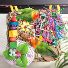 Vogelspeelgoed, Papegaaienspeelgoed, Set van 2 Zeegras Geweven Ophangkussens, Natuurlijk Papegaaienkauwspeelgoed Voor Afrikaanse Grijze Papegaaien