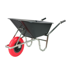 KCT 110L Garden Wheelbarrow Black Heavy Duty Metal Gardening Wheel Barrow Non Slip Handles