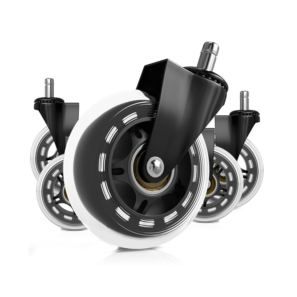 Office Chair Wheels Replacement - 3Inch Clear Rubber Caster Wheels For Replacement Office Chair Wheels - Fit Most Chairs 6031515094202