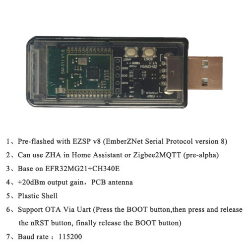 ZigBee 3.0 Silicon Labs  EFR32MG21 Universal Open Source Hub Gateway USB Dongle Chip Module ZHA NCP Home Assistant 2