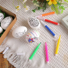 6 PièCes Oeufs de Pâques Bricolage Peints à la Main 2024 Oeufs de Dessin Animé Cadeau Fait Main pour Enfants Kit de Peinture D'Oeufs de Pâques-D