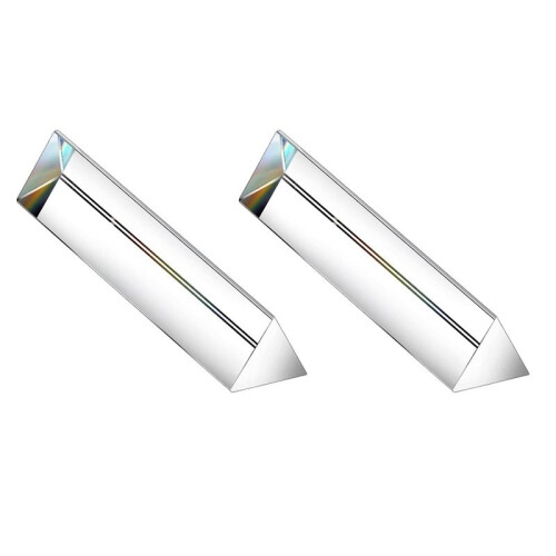 2Pcs 6Inch Crystal Optical Glass Triangular Prism for Photography Effects Physics Teaching Light Spectrum Optics Kits 1