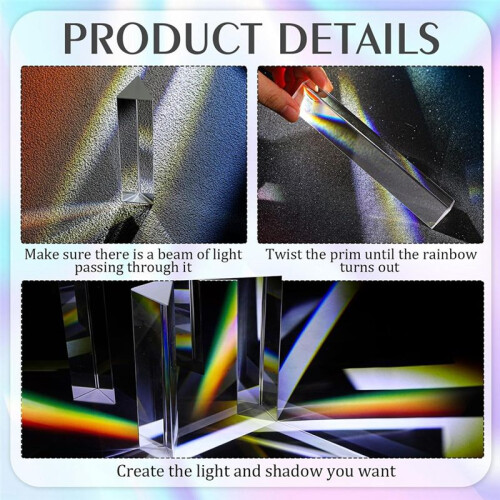 2Pcs 6Inch Crystal Optical Glass Triangular Prism for Photography Effects Physics Teaching Light Spectrum Optics Kits 2