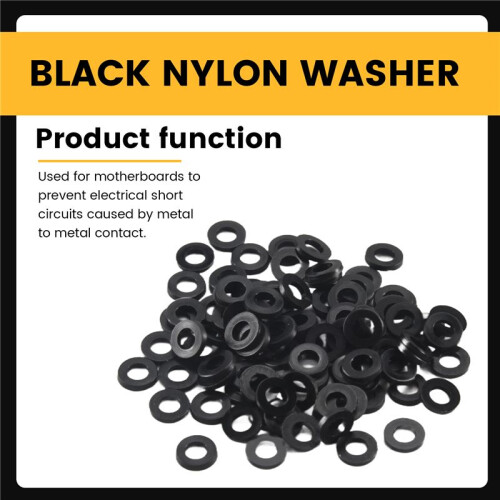 M3 x 6mm x 1mm Nylon Flat Insulating Washers Gaskets Spacers Black 200PCS 1