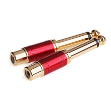 6.35mm 1/4 inch Male Mono TS to RCA Female Interconnect Audio Adapter Conversion Plug (Red 2 Pack)