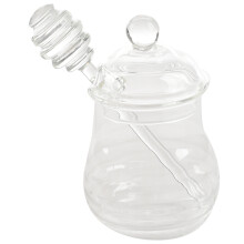 Transparant Glazen Honingpot met Deksel Honingpot met , Helder, 9 Ounces
