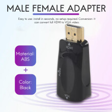 1080P Male to VGA Female Adapter Video Converter with Audio Output N3 Black