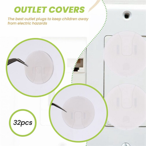 Outlet Plug Covers (32 Pack) Clear Child Proof Electrical Protector Safety Caps 2