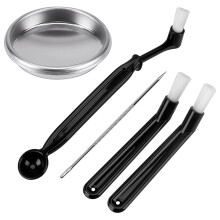 5 PièCes Machine à Café Brosse avec CuillèRe Moulin à Café Brosse Machine à Café Groupe TêTe Nettoyage MéTal Aveugle Bol
