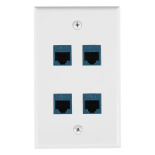 Ethernet Wall Plate 4 Port Wall Plate Female-Female Compatible with for Cat7/6/6E/5/5E Ethernet Devices -
