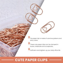 150 Pieces Rose Gold Cute Paper Clips Clips Heart Shaped Paperclips Bookmark Clips for Office Supplier School