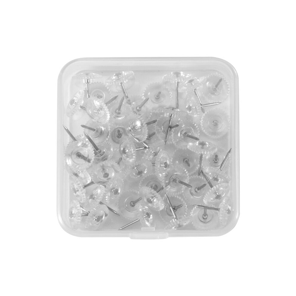 50Pcs Clear Push Pins Small Plastic Thumb Tacks Steel Point And Clear Plastic Pushpins For Cork Board 6031265232282
