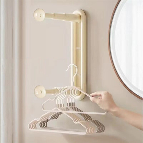 Telescopic Clothes Rack Receiver Wall-Mounted Clothes Rack Storage Artifact Non-Punching Telescopic Storage Rack Gray 2