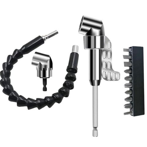 105 Degree Right Angle Drill Adapter,Corner Angled Screwdriver, 1/4In Hex Shank Driver Angle Drill Attachment (4PCS Set) 1