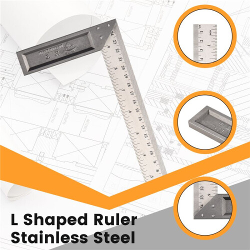 90 Degree 25cm Length Stainless Steel L-Square Angle Ruler 1