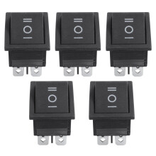 5 Pcs 6 Pin DPDT Black Button /Off/ Rocker AC 250V/15A 125V/20A