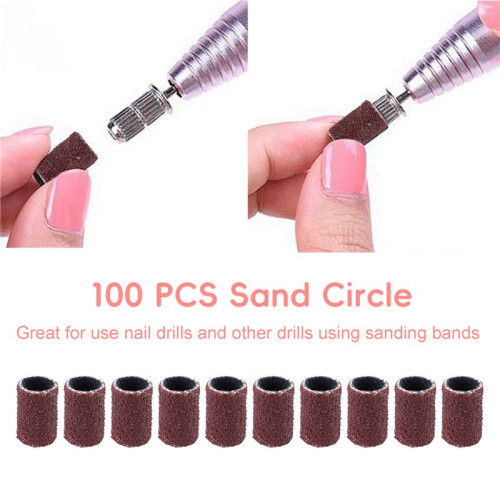 100 PCS Nail Drill Sanding Band Machine Replacement Bits Pedicure (80 ) 2