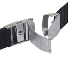 Watch Bands Sport Black Silicone Rubber Watch Strap Deployment Buckle Waterproof 20 mm