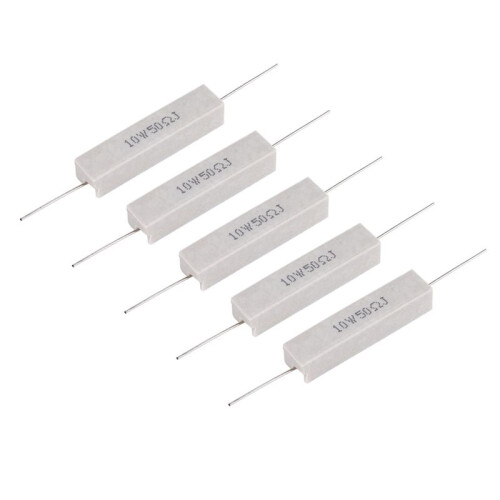 5 Pcs 10W 50 Ohm 5% Ceramic Cement Power Resistor 10 Watt