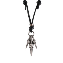 Alloy Leather Pendant Necklace Dragon Claw Gothic Adjustable 16 ~ 26 Inch Chain , Woman Silver Black