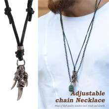 Alloy Leder Anhänger Halskette Dragon Claw Gothic Einstellbare 16 ~ 26 Zoll Kette Mann, Frau Silber Schwarz