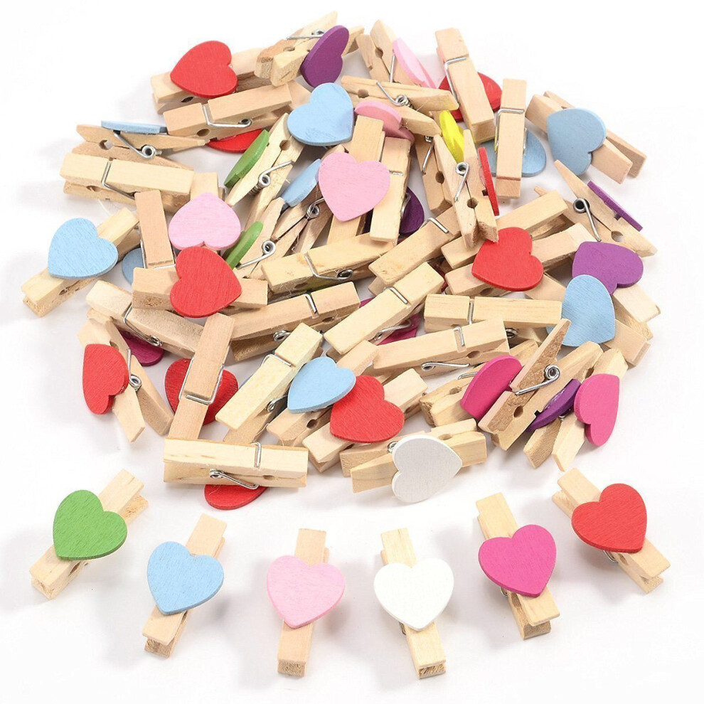 Semoic 50Pcs Mixed Colours Wooden Peg Photo Paper Peg Clips