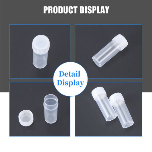 50X Plastprovflaska 5 Ml ProvröR Lab Liten Flaska FöRvaringsbehåLlare + Lock 2