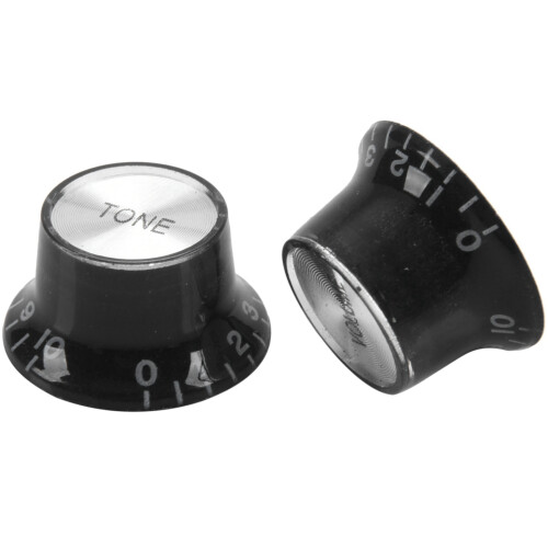 Guitar Knobs 2 Volumes and 2 Tones Silver Top Hat Bell 2