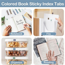 Sticky Index Tabs Multicolor Self-Adhesive Book Tabs 0.47 x 1.1 Inch Writable Page Tabs Transparent for NotebooksFiles