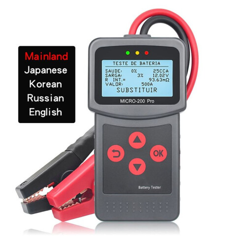 Micro-200 Pro Car Motorcycle Battery Tester 12/24V Multi-Language Digital Battery System Analyzer for Mainland Version