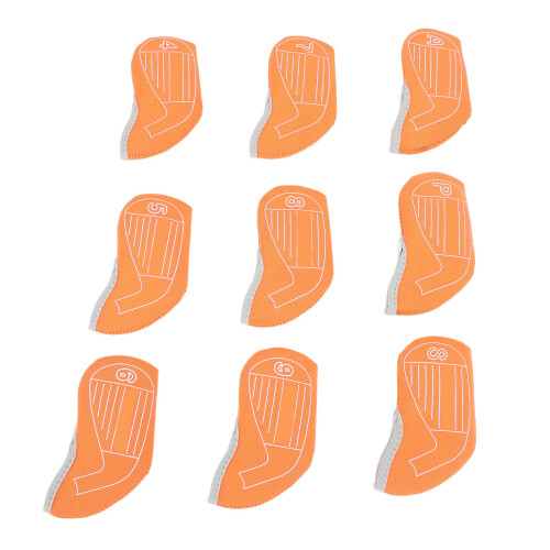 9er Set nummerierte Eisen-Schlägerkopfabdeckungen, Einheitsgröße, Orange